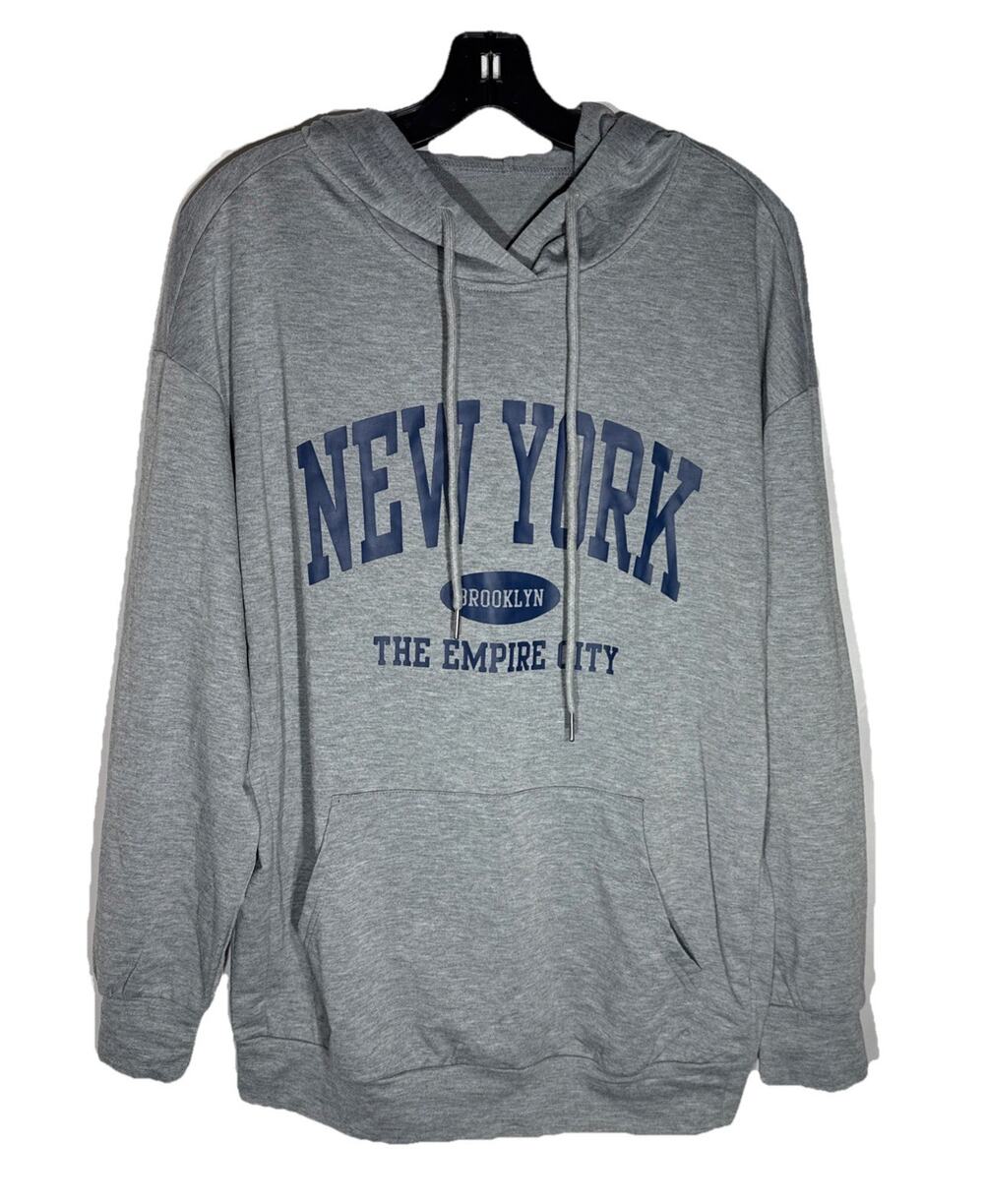 New York Graphic Oversized Hoodie Women’s Size XS Grey